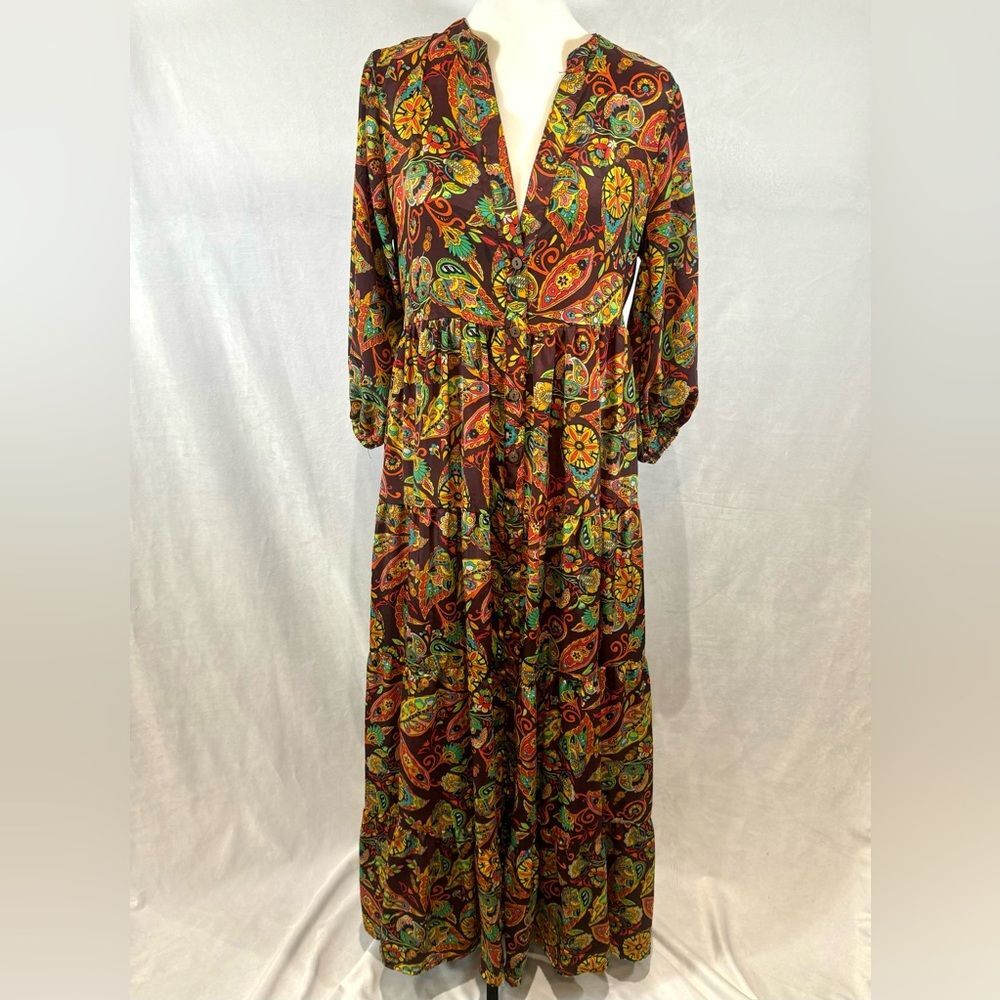 Anthropologie Me 2 Magic colorful hippie shabby chic maxi dress size small